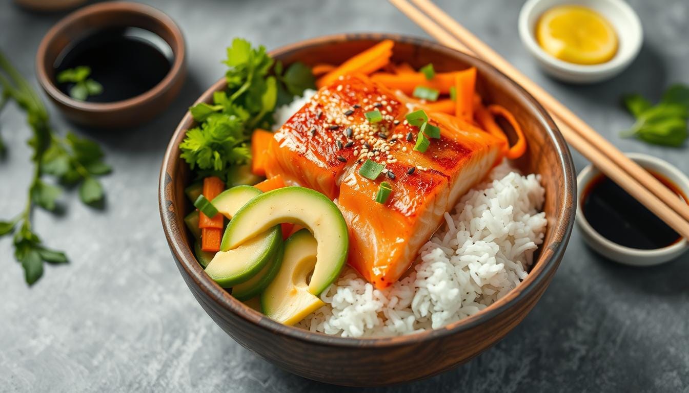 salmon rice bowl