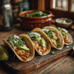 Lazy Day Chicken Tacos on rustic table