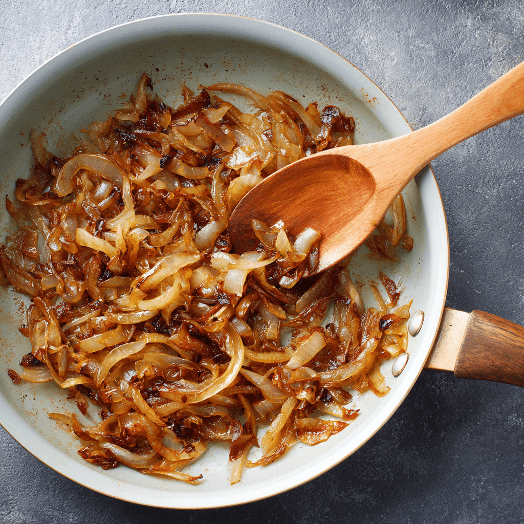 Caramelized onions in skillet