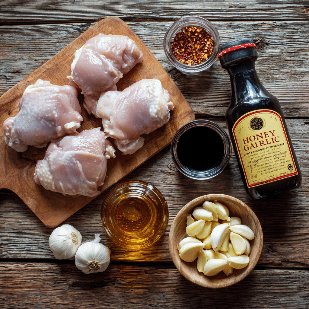 Ingredients for slow cooker honey garlic chicken