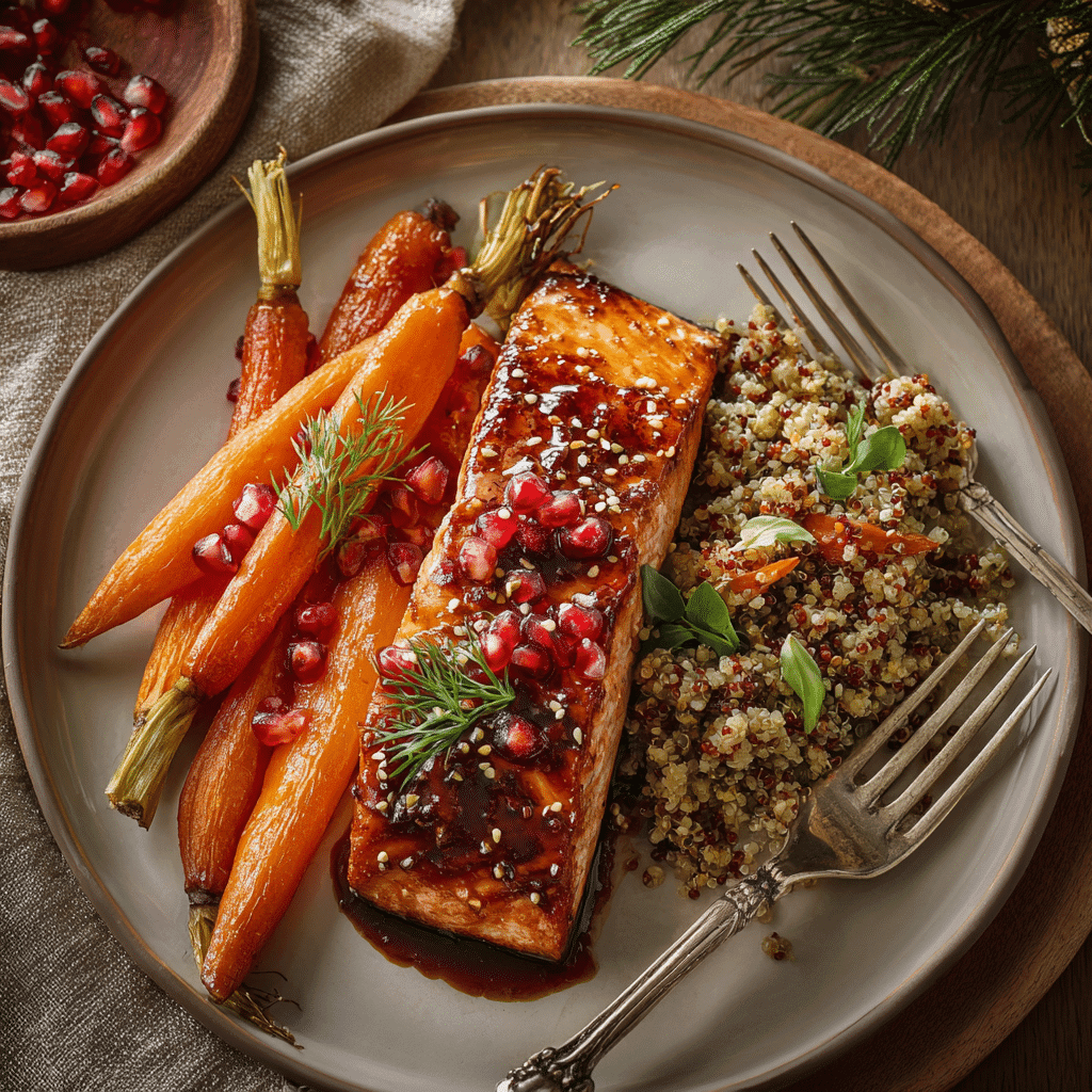 serving baked salmon with sides