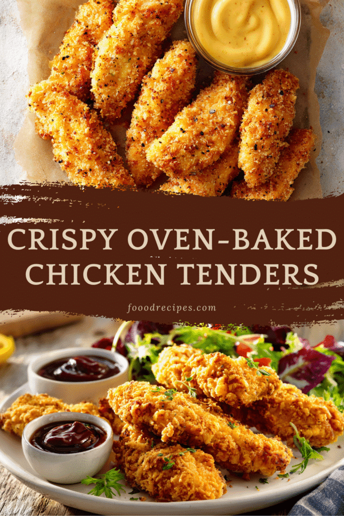 crispy oven-baked chicken tenders with dipping sauces