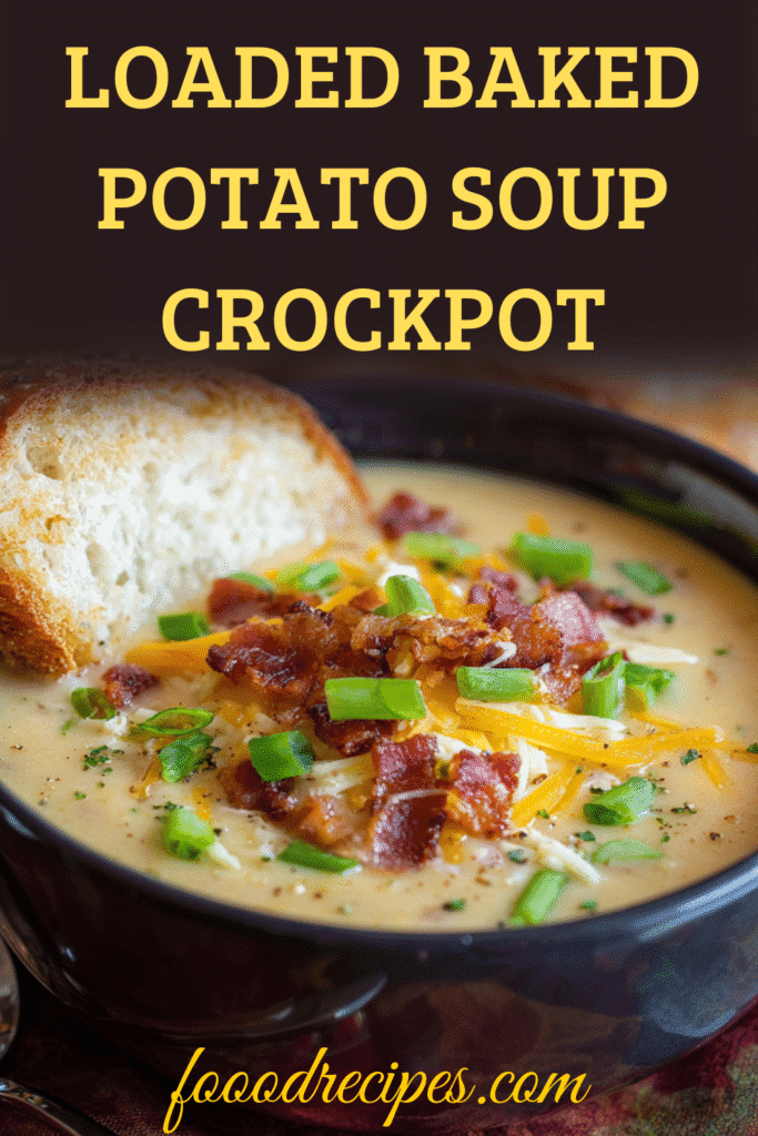 loaded baked potato soup crockpot with bacon and cheese