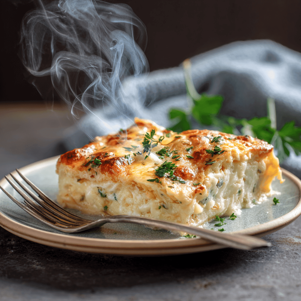 Served plate of Easy Chicken Alfredo Bake