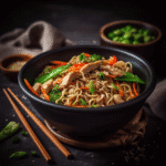 High-Protein Chicken Lo Mein served in a bowl