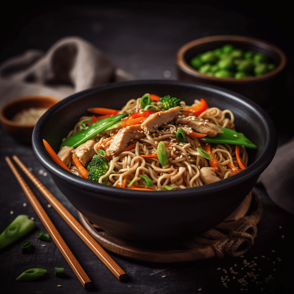High-Protein Chicken Lo Mein served in a bowl
