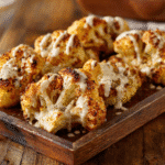 Spiced roasted cauliflower with tahini sauce on tray
