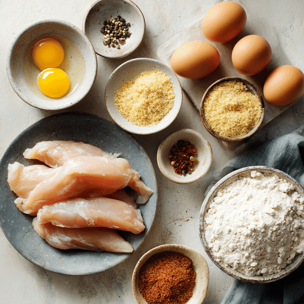 ingredients for crispy oven-baked chicken tenders