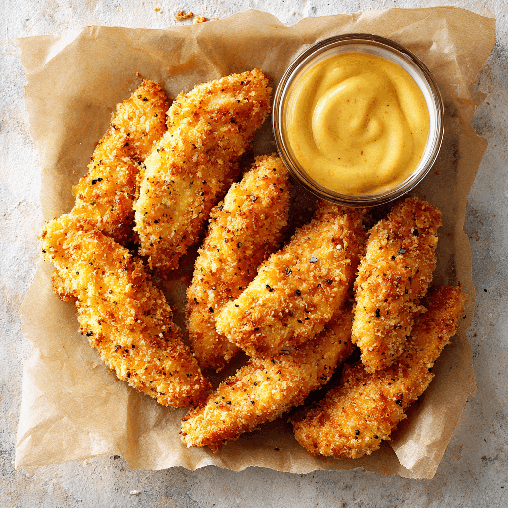 crispy oven-baked chicken tenders fresh from the oven