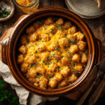Cheesy Crockpot Tater Tot Casserole in slow cooker