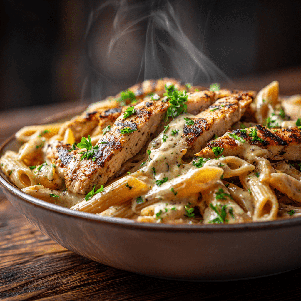 Creamy Cajun Chicken Penne Pasta in Bowl