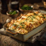 Easy Creamy Chicken Enchiladas fresh from the oven
