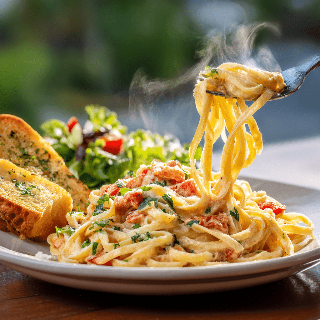 Served Creamy Cajun Pasta with sides