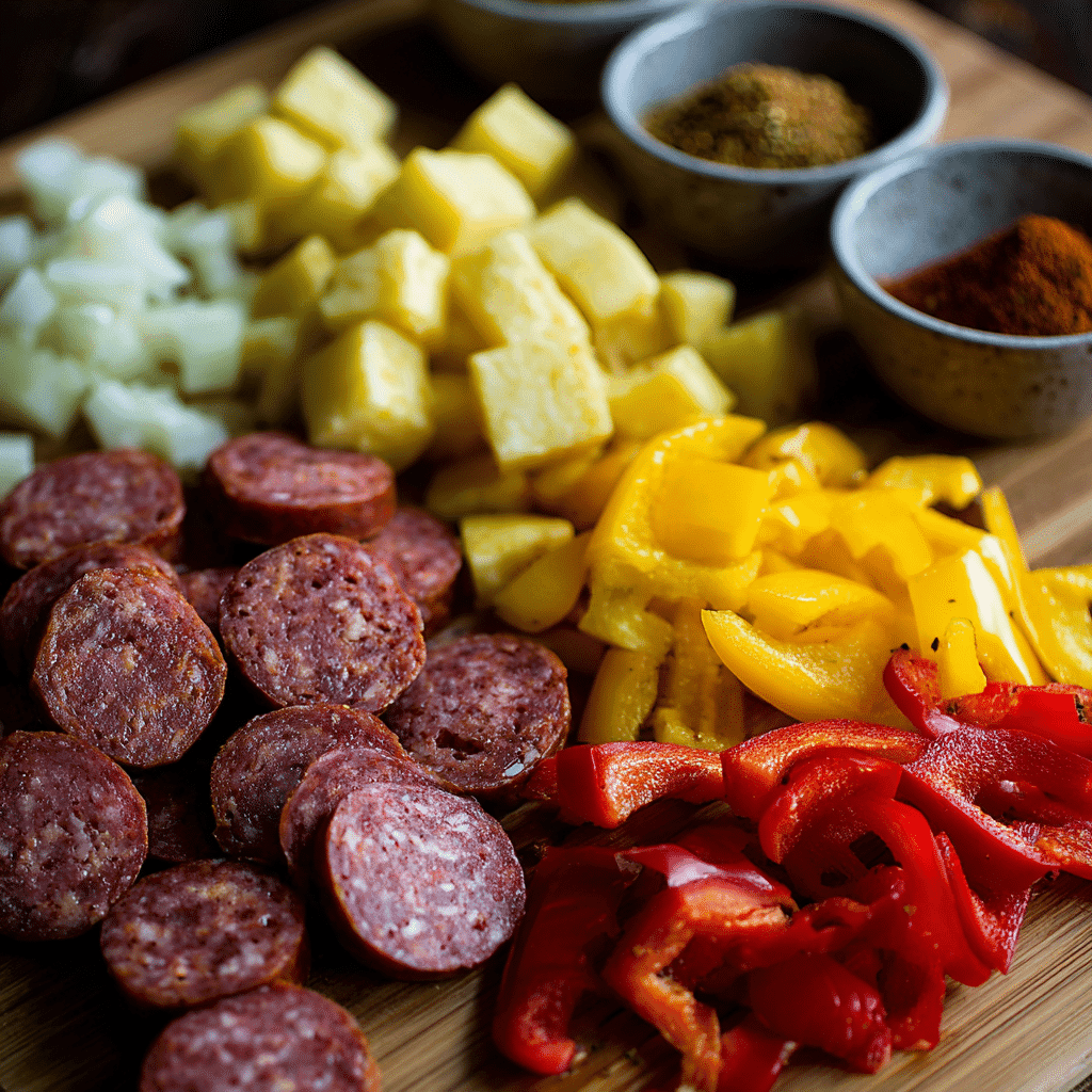 Ingredients for One-Pan Smoked Sausage and Potatoes