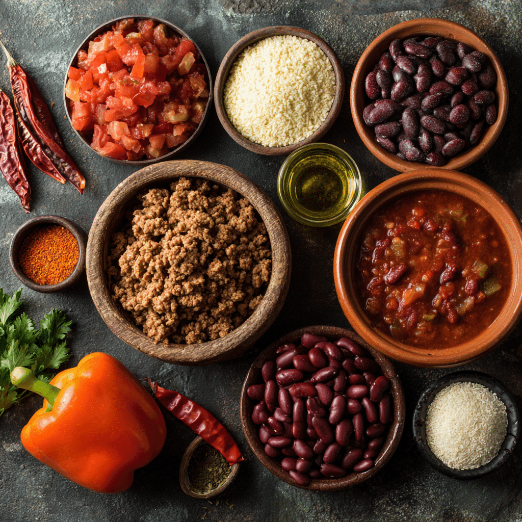 crockpot turkey chili ingredients laid out