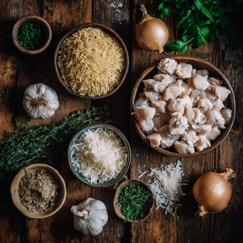Ingredients for creamy chicken orzo