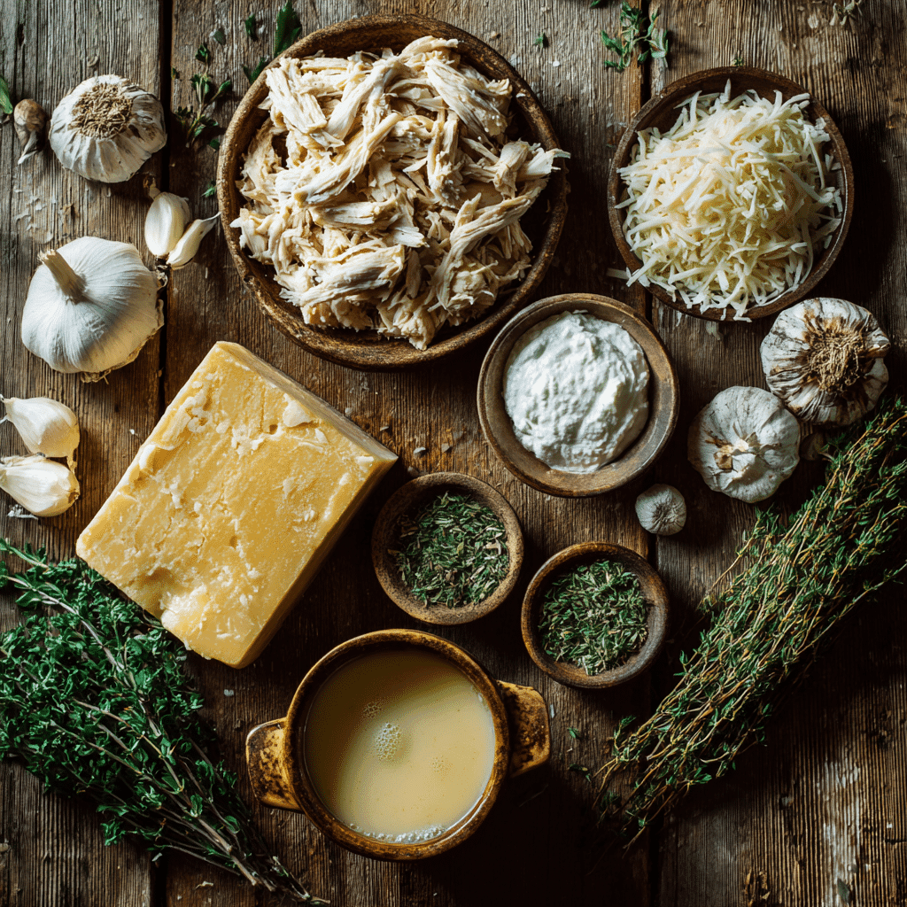 Ingredients for Garlic Parmesan Chicken Soup