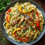 Creamy Cajun Chicken Pasta served with parsley and parmesan