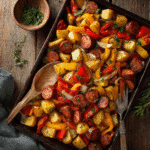 One-Pan Smoked Sausage and Potatoes ready to serve
