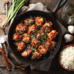 Sweet chili chicken bites glazed in sticky sauce