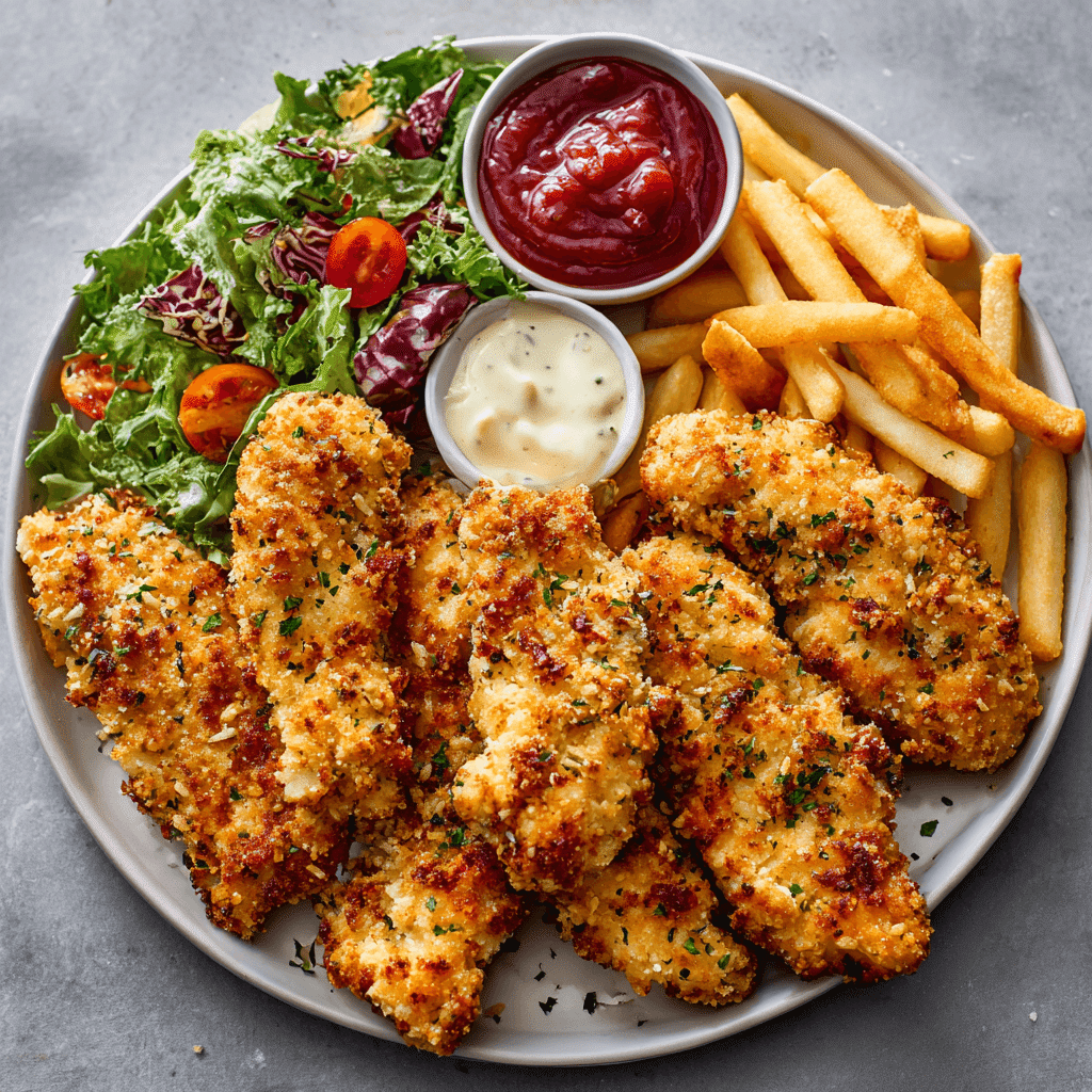 garlic herb chicken tenders with dips and sides