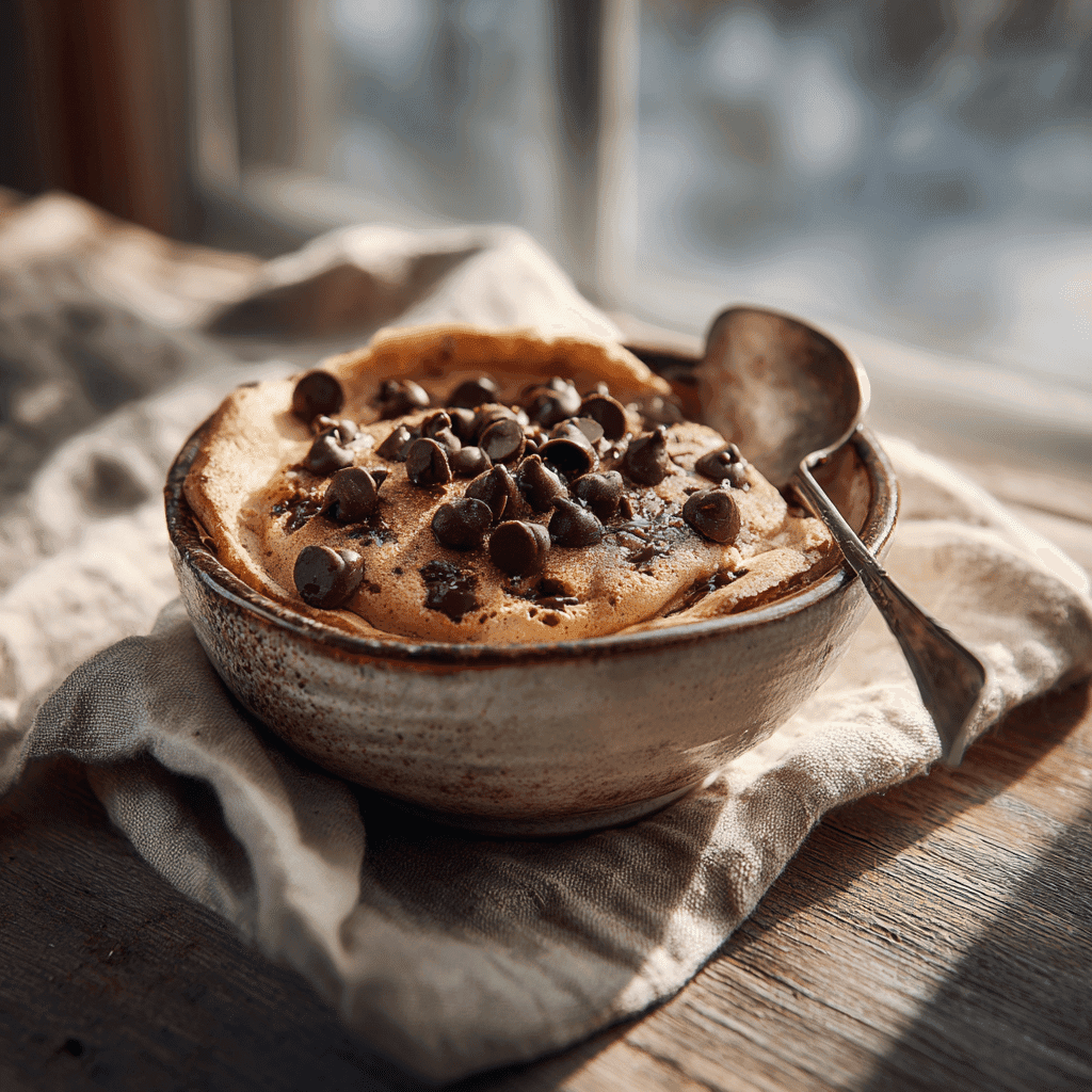 chocolate chip protein pancake bowl breakfast scene