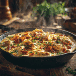 Cream Cheese Chicken with Bacon in a skillet