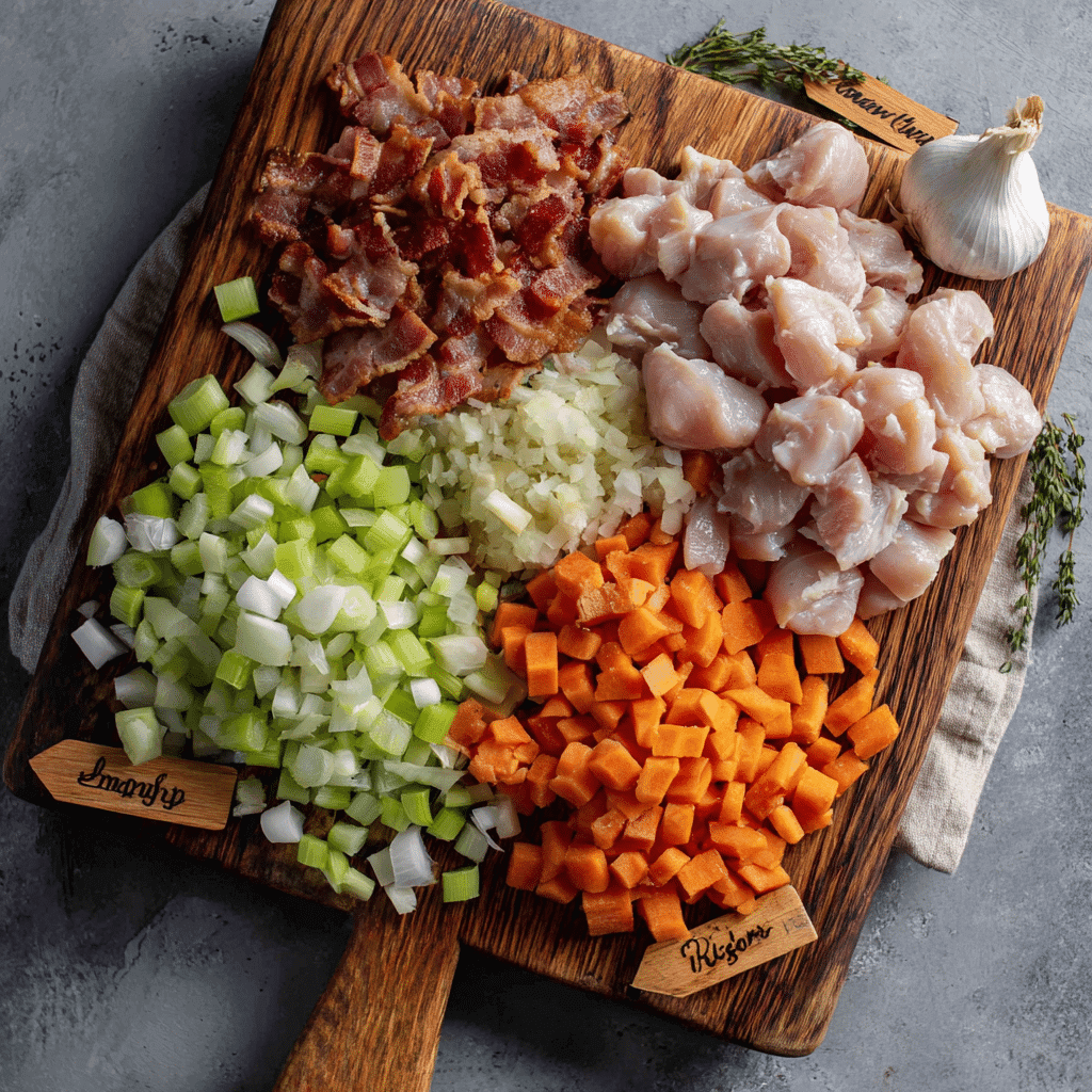 Ingredients for Chicken and Bacon Comfort Soup