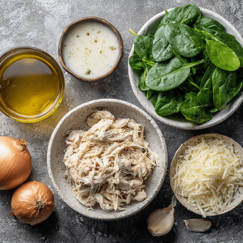 Ingredients for Chicken & Spinach Parmesan Soup
