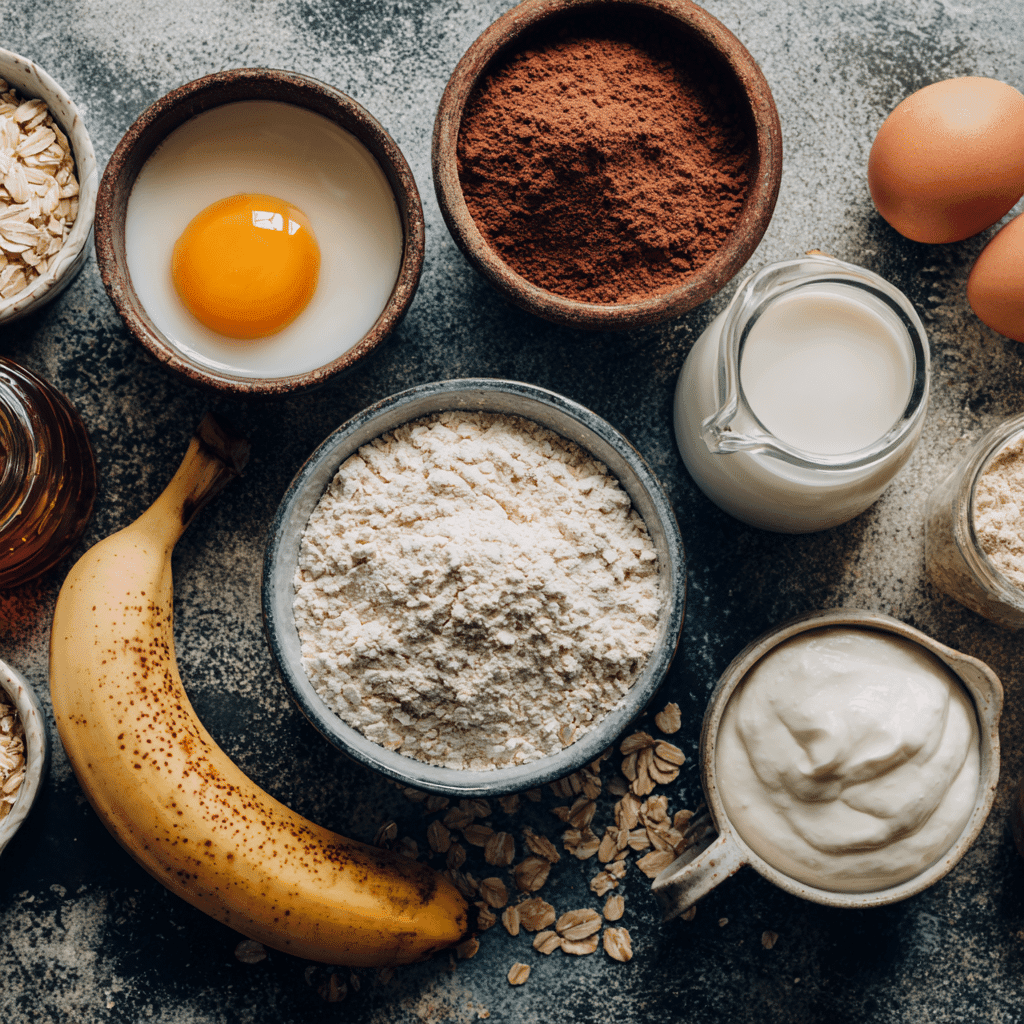 Ingredients for protein pancake bowl