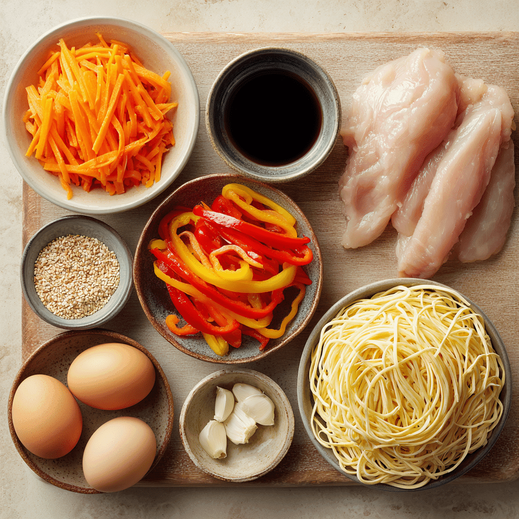 Ingredients for Chicken Lo Mein