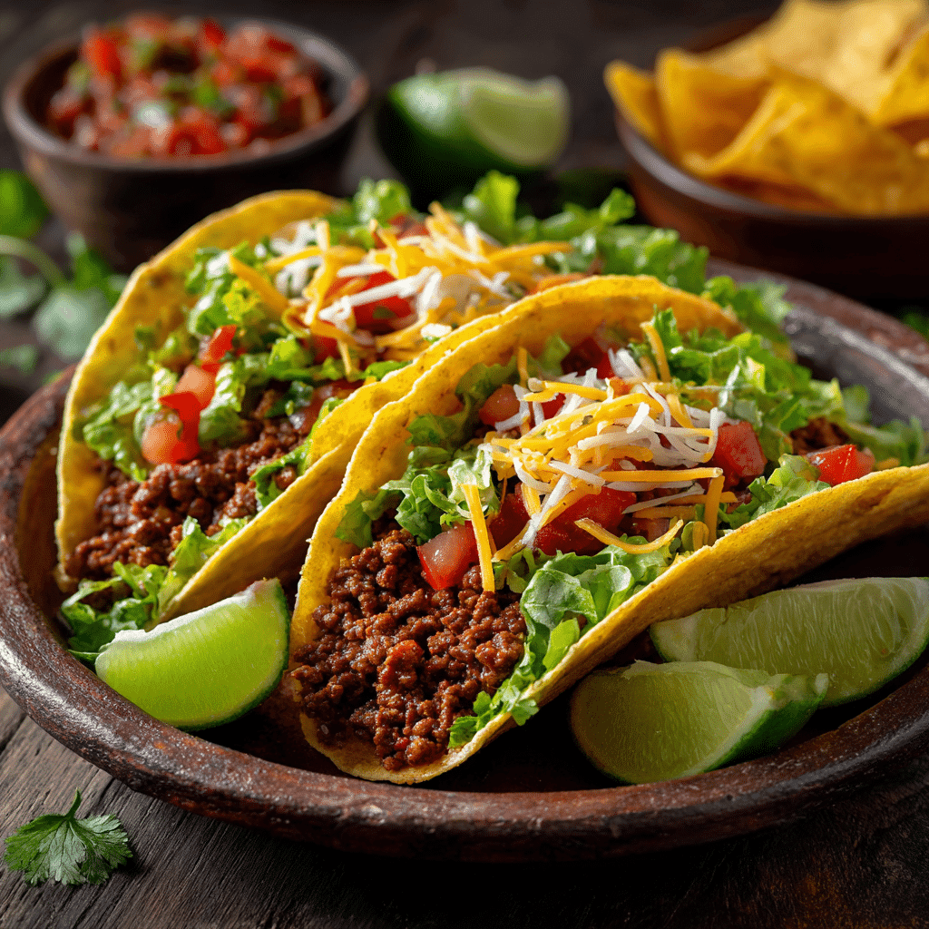 Tacos filled with Mexican ground beef
