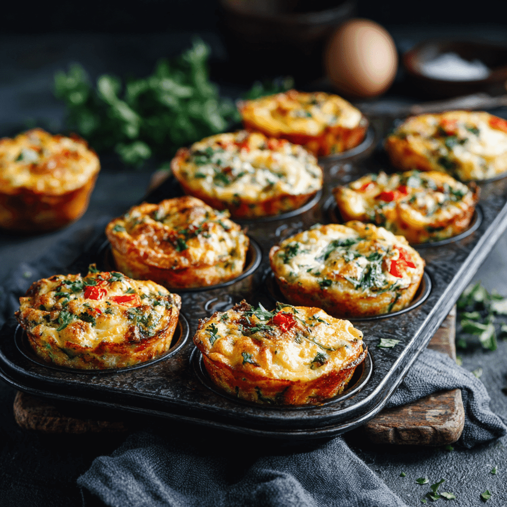 Make-Ahead Savory Breakfast Eggs in muffin tin