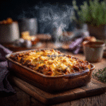 Ground Beef Casserole with Cheese fresh from oven