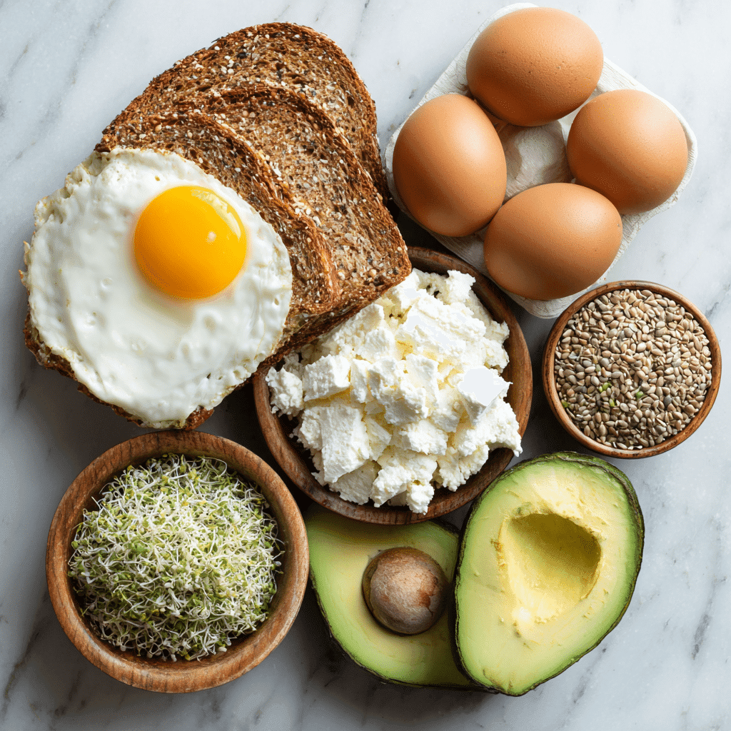 Ingredients for protein-packed egg toast