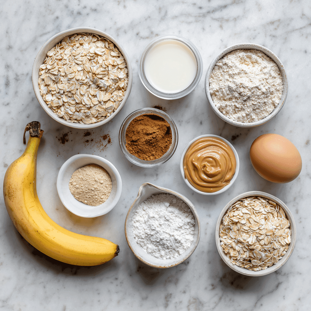 Ingredients for high protein breakfast oatmeal