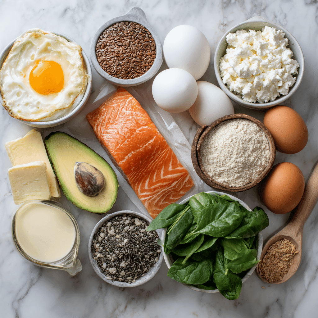 Ingredients for easy high-protein breakfast recipes