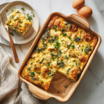 Baked Protein Breakfast Recipes casserole sliced and ready