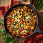 easy ground beef supper idea in skillet