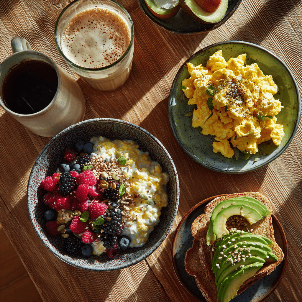 Protein-Packed Healthy Breakfast Ideas with eggs, yogurt, and smoothie