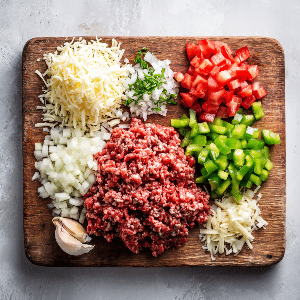 ingredients for easy ground beef supper idea
