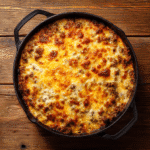 Cheesy beef casserole one pan freshly baked