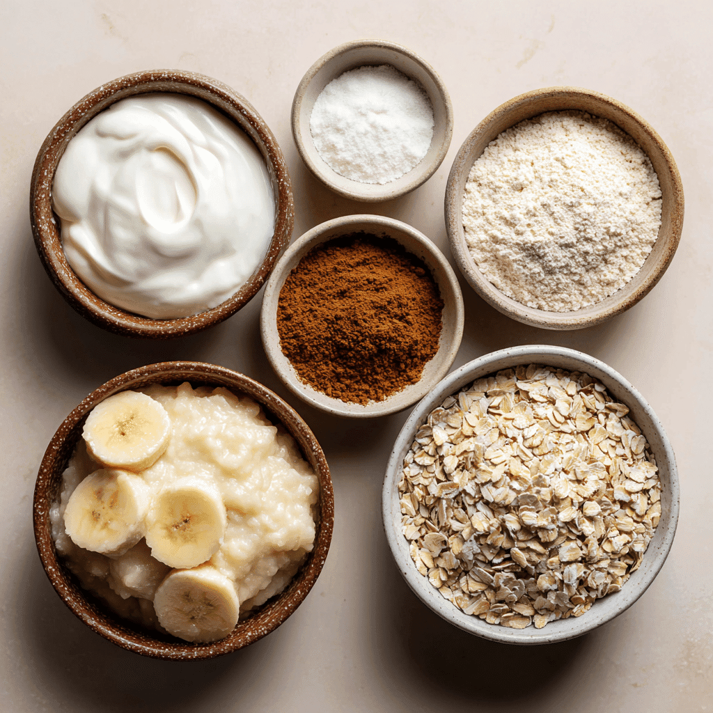 Ingredients for banana bread protein overnight oats