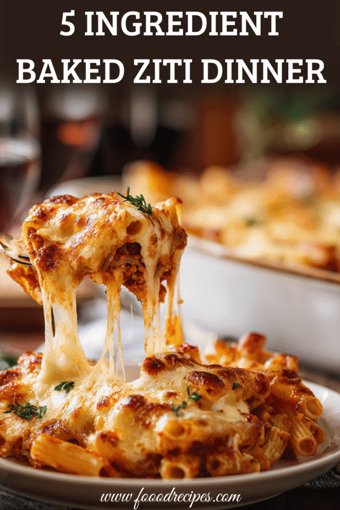 Cheesy 5 ingredient baked ziti dinner baked pasta recipe for easy weeknight dinner