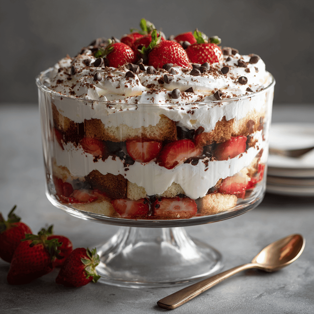Strawberry Chocolate Chip Trifle layered dessert