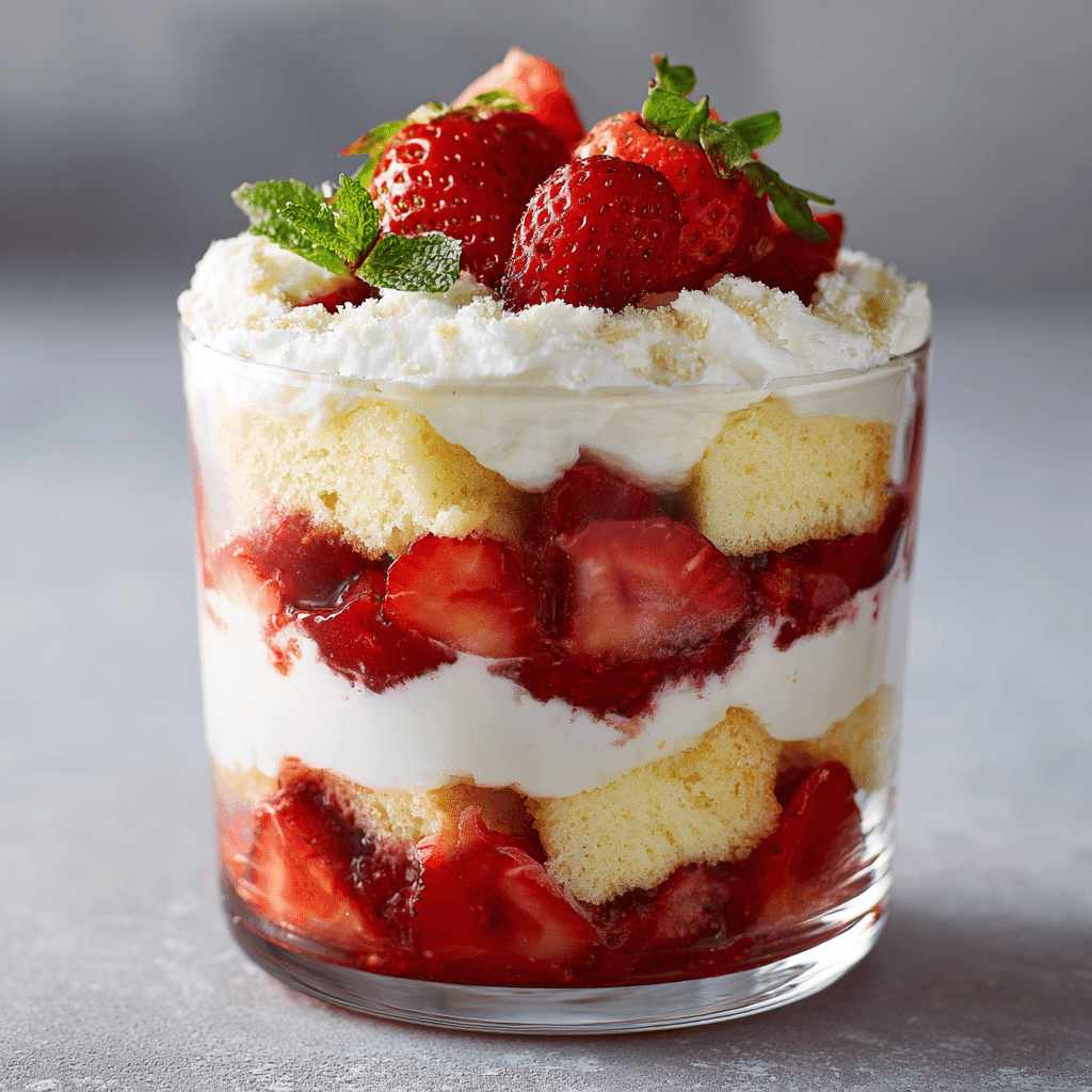Sugar-Free Strawberry Trifle Cups in glass