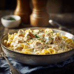 5 ingredient creamy chicken pasta in a bowl