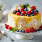 Angel Food Cake with Lemon Curd & Berries
