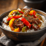 crock pot pepper steak dump dinner in slow cooker