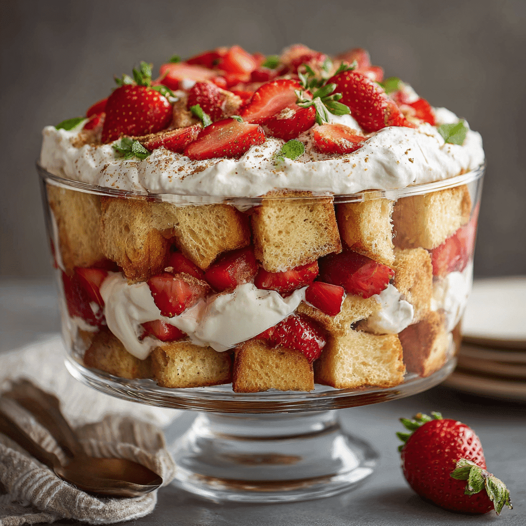 Strawberry Pound Cake Trifle with Whipped Cream layered dessert